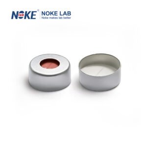 NKSSCC-11-A-P, Pre-slit White PTFE/Red Silicone Septa, 11mm Sliver Crimp-top Aluminum Cap, 5.5mm Centre Hole