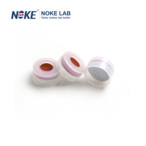 NKSSNC-11-A-P, 11mm PE Snap Cap, 6mm Centre Hole, Pre-slit White PTFE/Red Silicone Septa