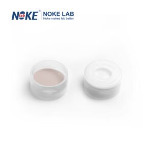 NKSSNC-11-S,11mm PE Snap Cap, 6mm Centre Hole, Natural PTFE/White Silicone Septa
